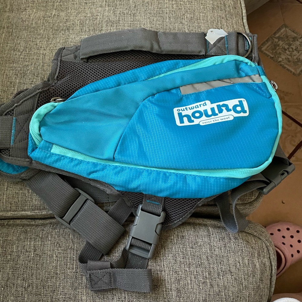 Outward hound doggie hiking travel backpack nylon saddle bag expandable pockets